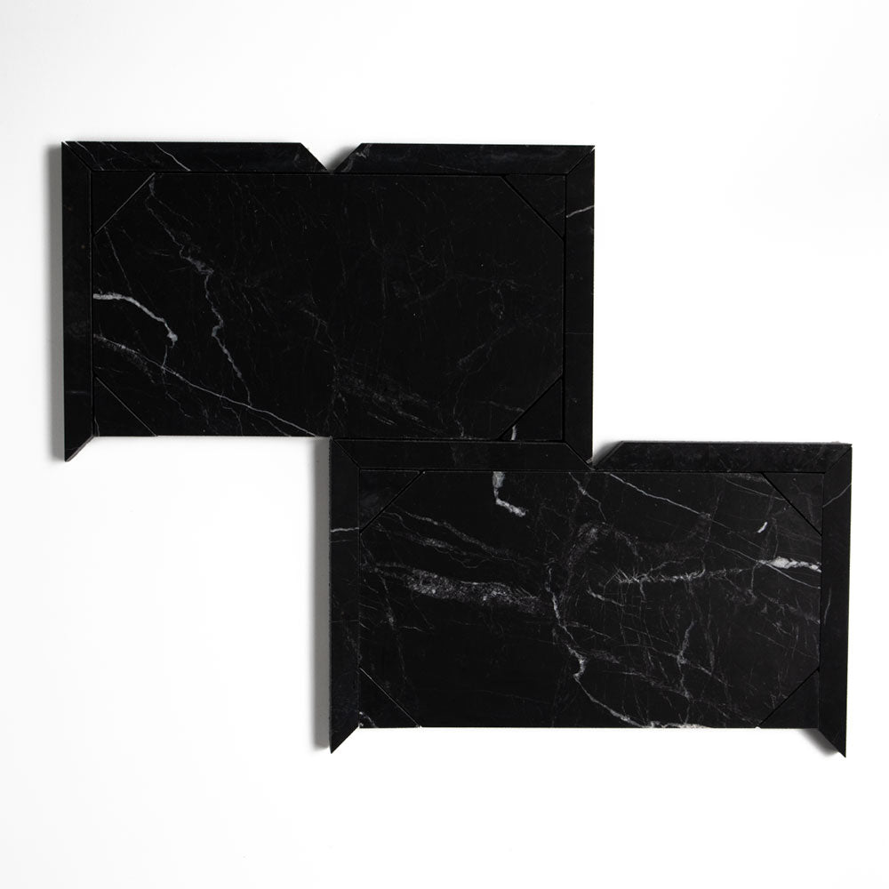 Black Honed French Interlock Marble Mosaics 12 1/4x15 7/8 Marble 18x18 Mosaics