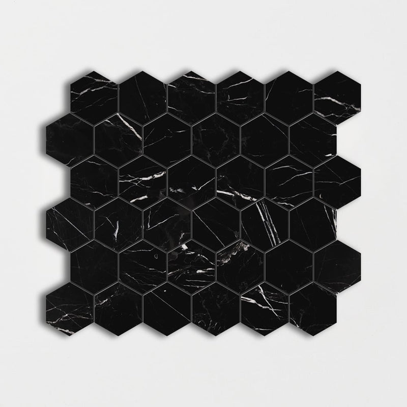 Black Honed Hexagon Marble Mosaics 12x12 Marble Honed 12x12 Mosaics
