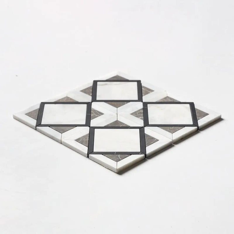 Black Honed Kent Marble Mosaics 13 9/16x13 9/16 by Stonetiledepot