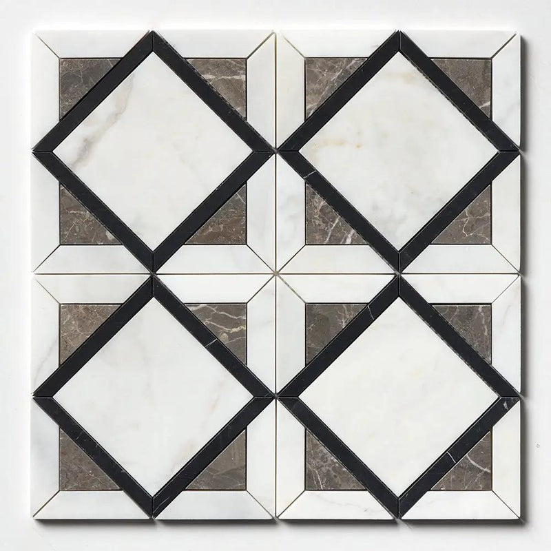 Black Honed Kent Marble Mosaics 13 9/16x13 9/16 by Stonetiledepot