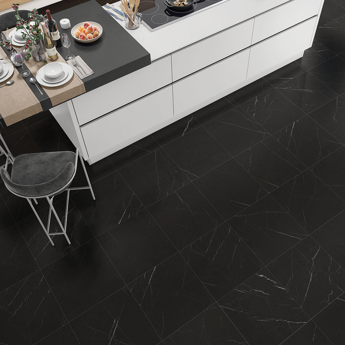 Black Honed Marble Tiles 18x18 Marble Honed 18x18 Tiles — 2