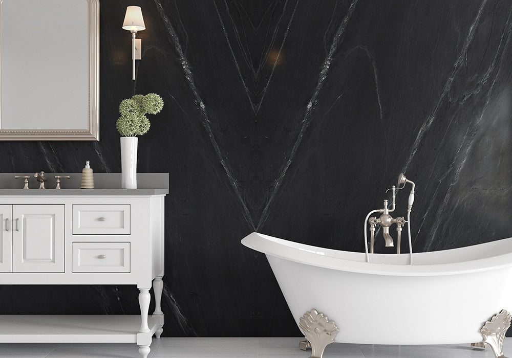 Black Honed Soapstone Slab Random room scene