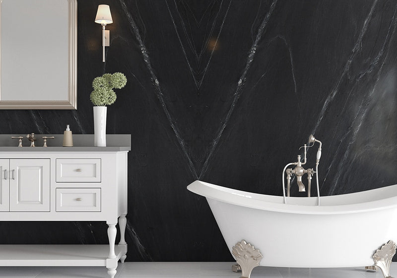 Black Honed Soapstone Slab Random room scene