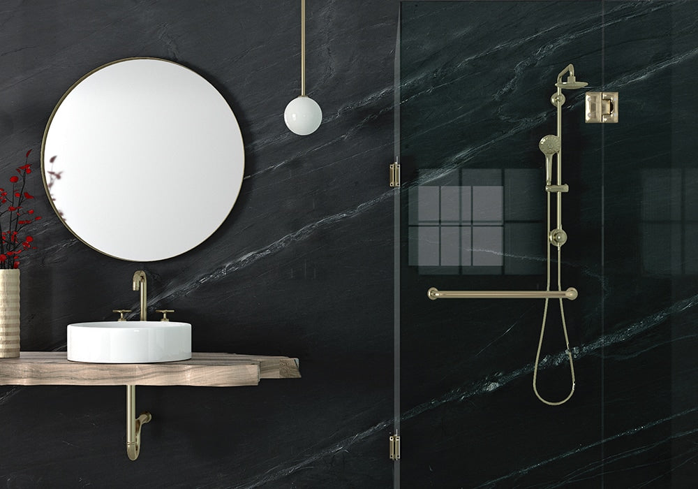 Black Honed Soapstone Slab Random room scene 3