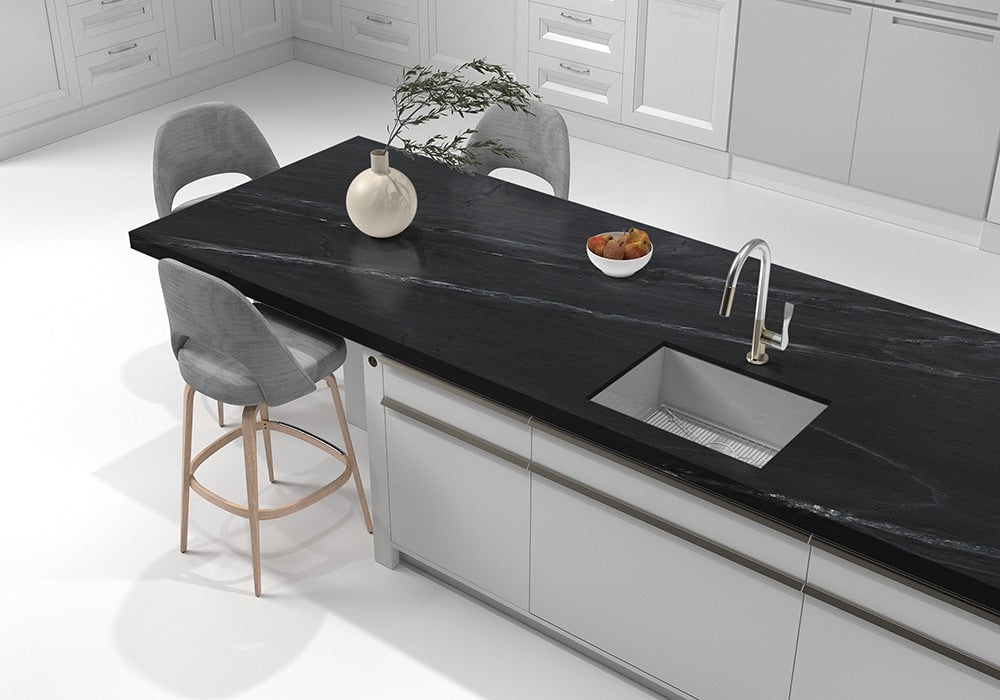 Black Honed Soapstone Slab Random room scene 4