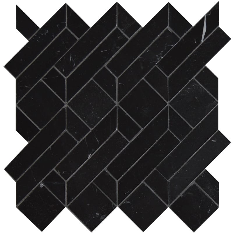 Black Honed Stucco Marble Waterjet Mosaics 4x7 1/2 Marble Honed 4x8 Waterjet Mosaics
