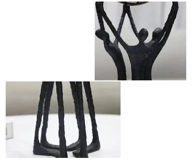 Black Iron Figure Sculpture with Silver Sphere for Your Modern Home by House Of Avana