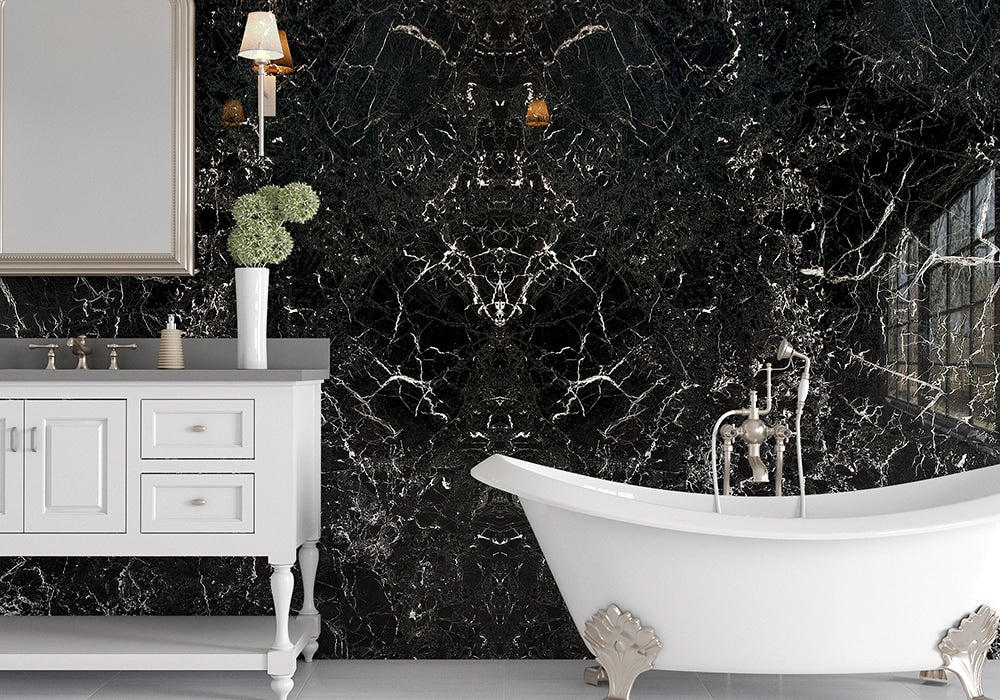 Black Levanto Polished Marble Slab Random room scene