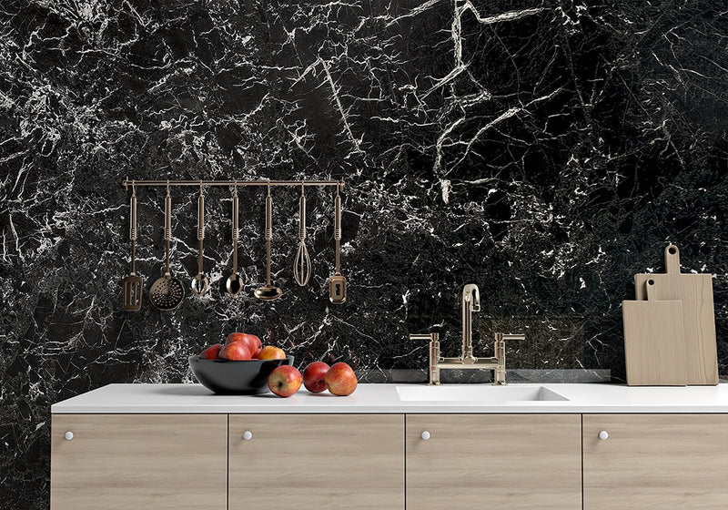 Black Levanto Polished Marble Slab Random room scene 2
