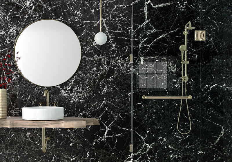 Black Levanto Polished Marble Slab Random room scene 3