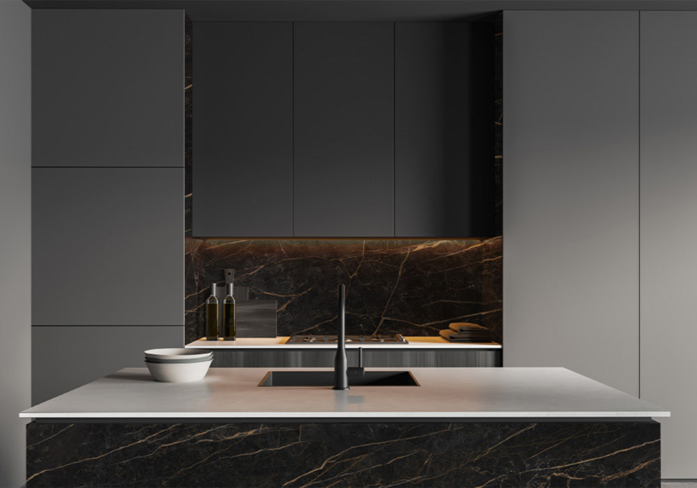 Black Obsession Matte Sintered Stone Slab 125x63 room scene