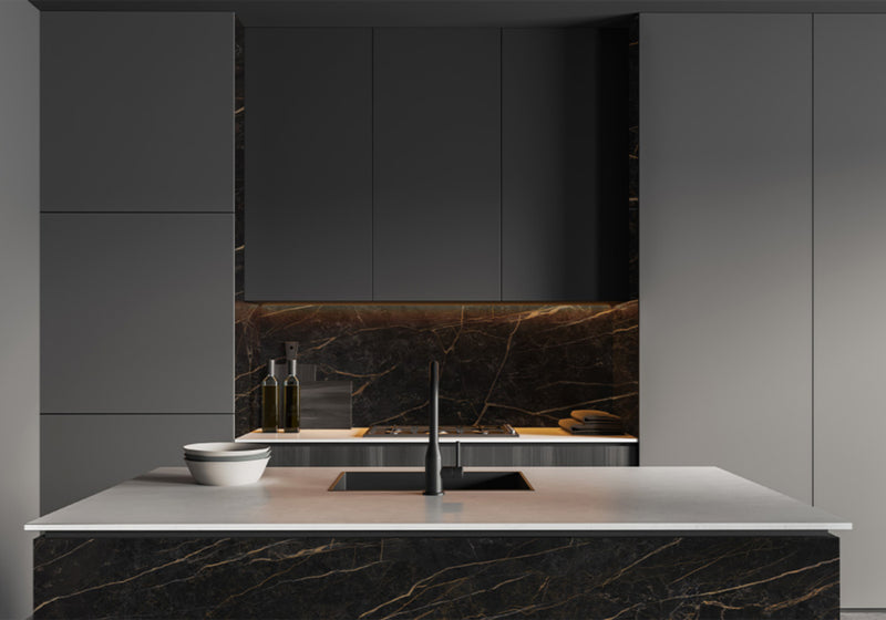 Black Obsession Matte Sintered Stone Slab 125x63 room scene
