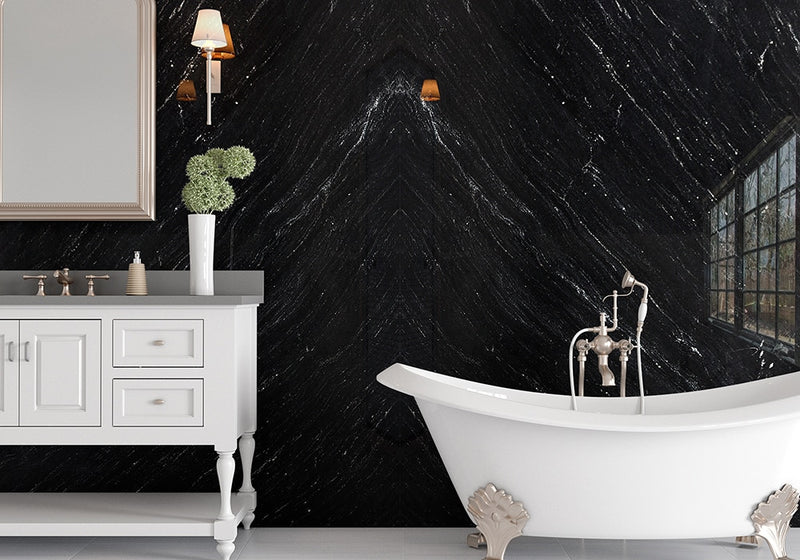 Black Ocean Polished Granite Slab Random room scene