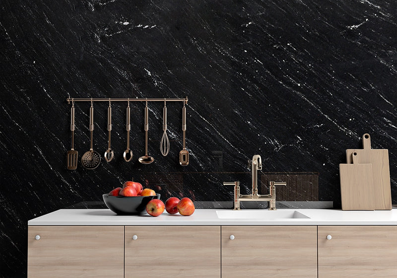 Black Ocean Polished Granite Slab Random room scene 2