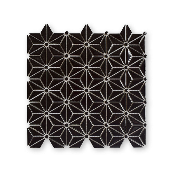 Black Pearl Glossy Triangle Colore Look Ceramic Mosaics 12x12