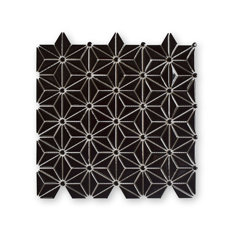 Black Pearl Glossy Triangle Colore Look Ceramic Mosaics 12x12 Ceramic Glossy 12x12 Mosaics