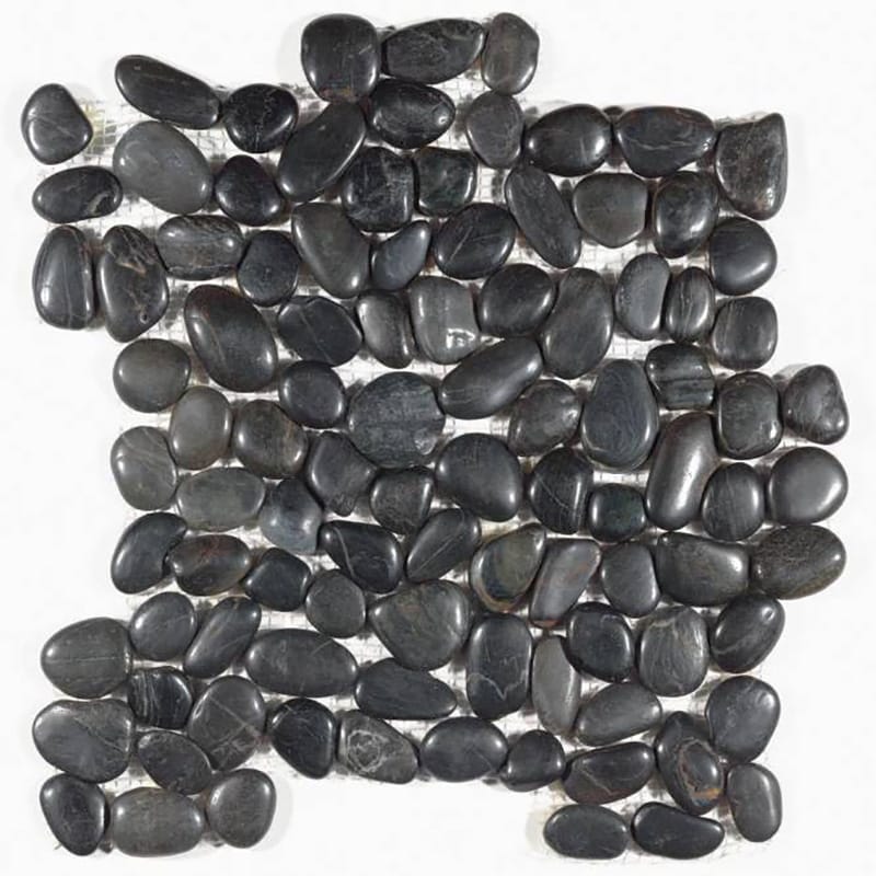 Black Pearl Polished Pebble Mosaics 12x12 Pebble Polished 12x12 Mosaics