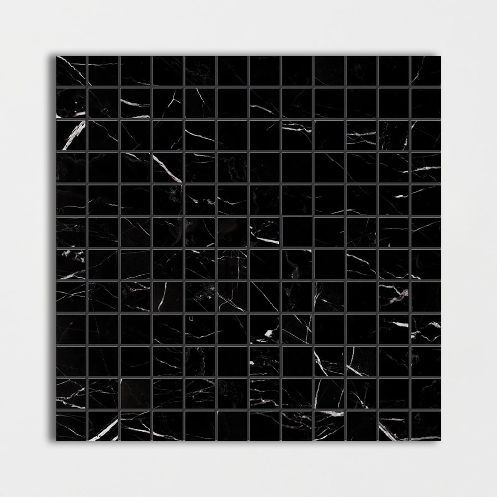 Black Polished 1x1 Marble Mosaics 12x12 Marble Polished 12x12 Mosaics