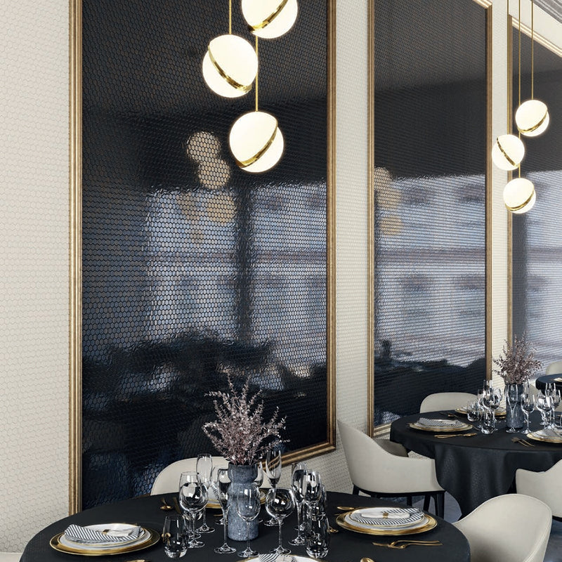 Black Polished Hexagon Glass Mosaics 11 3/4x11 1/2 Glass Polished 12x12 Mosaics — 2