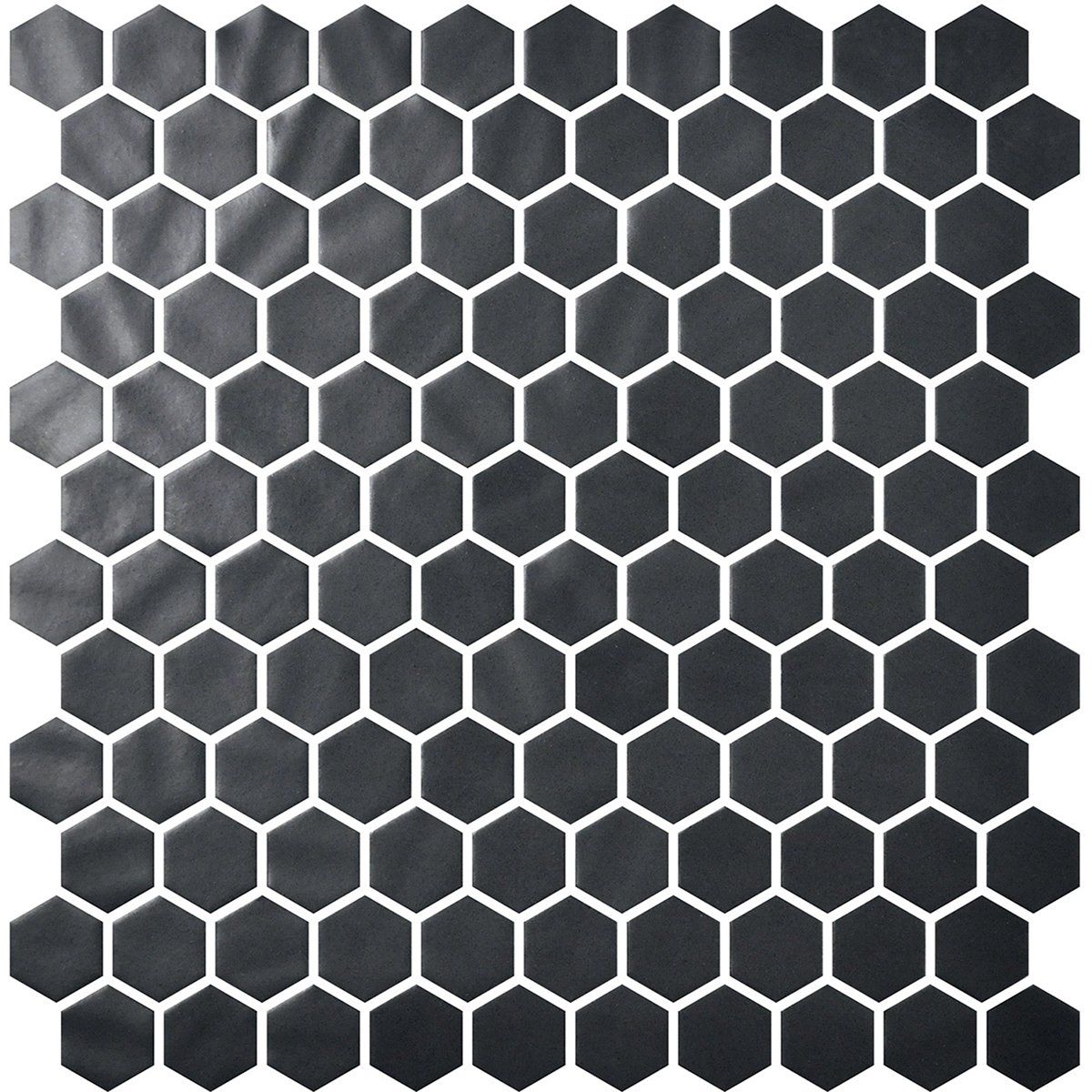 Black Polished Hexagon Glass Mosaics 11 3/4x11 1/2 Glass Polished 12x12 Mosaics