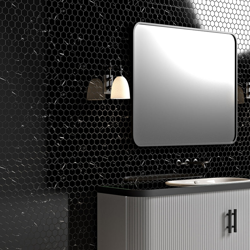 Black Polished Hexagon Marble Mosaics 12x12 Marble Polished 12x12 Mosaics — 3