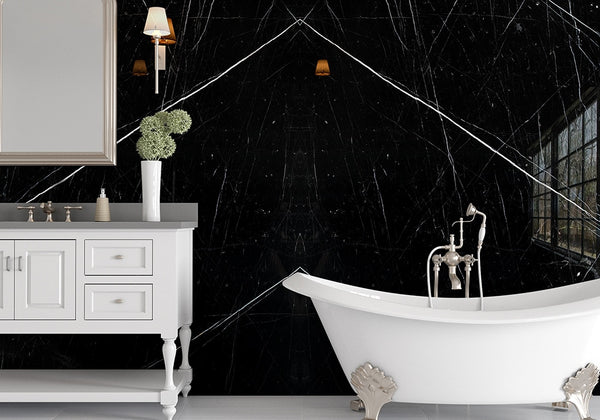 Black Polished Marble Slab Random 3/4