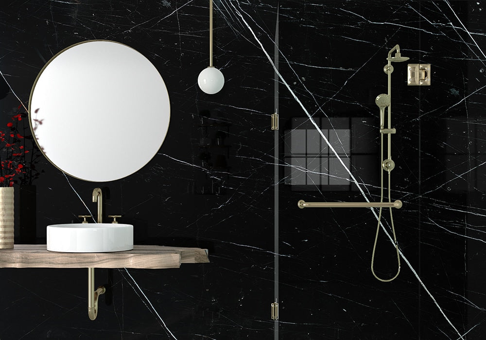 Black Polished Marble Slab Random 3/4 room scene 3