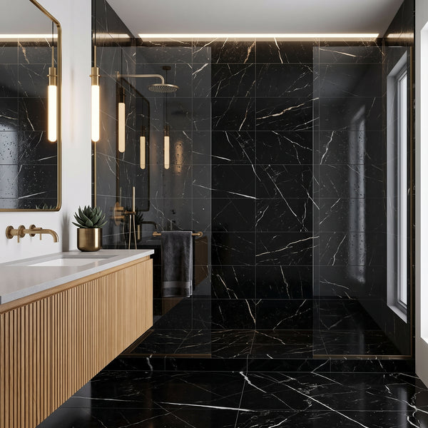 Black Polished Marble Tiles 12x24, photo 2 of 5