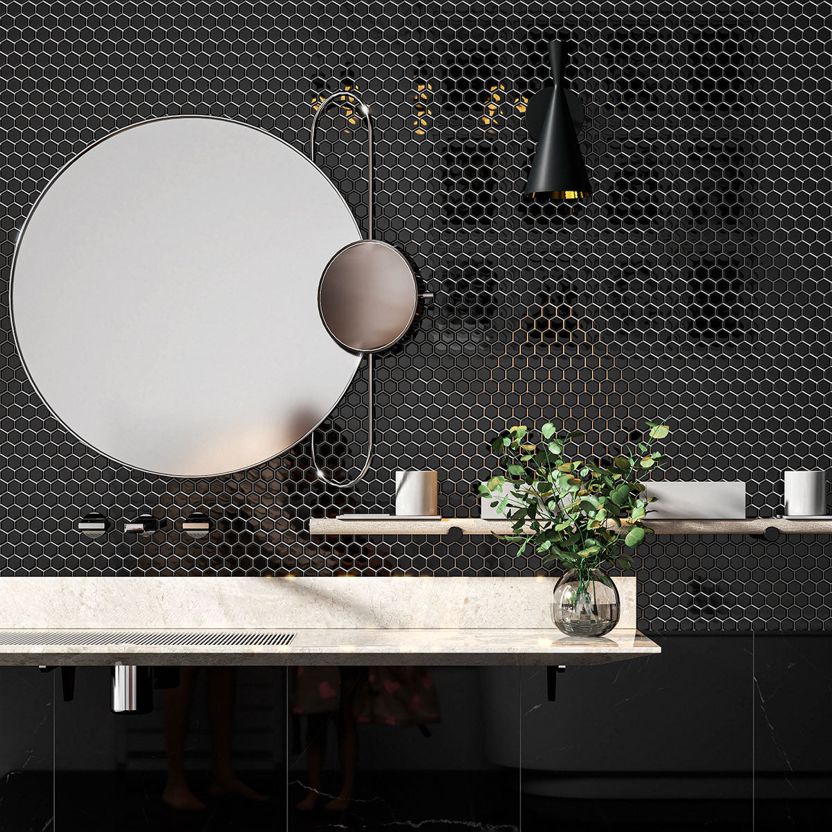Black Polished Marble Tiles 18x18 Marble Polished 18x18 Tiles — 3