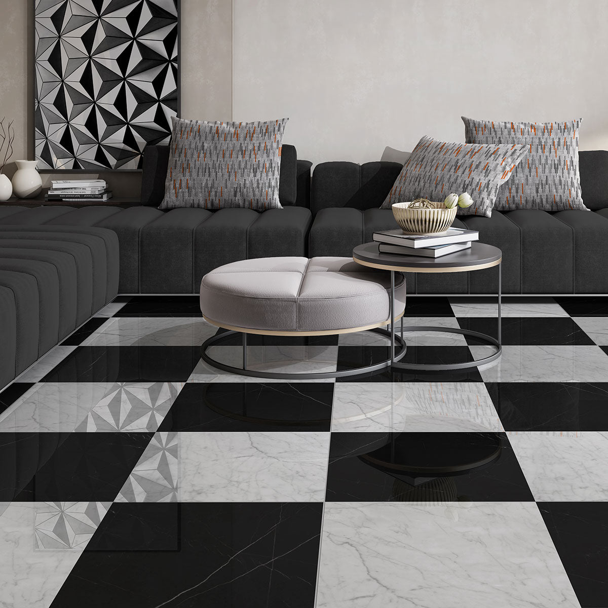 Black Polished Marble Tiles 18x18 Marble Polished 18x18 Tiles — 2