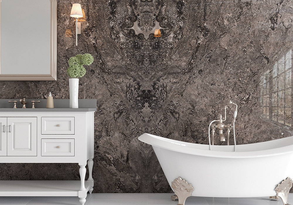 Black Polished Travertine Slab Random room scene