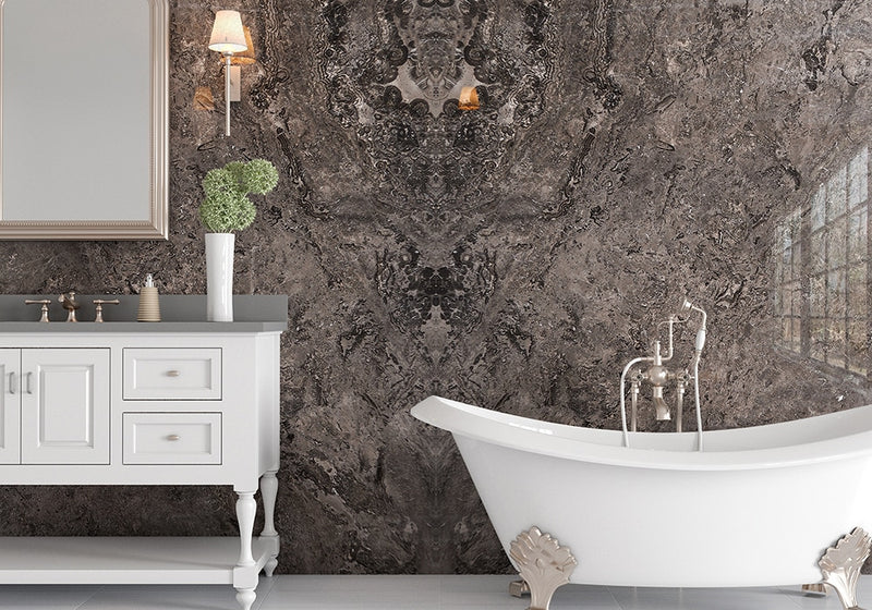 Black Polished Travertine Slab Random room scene