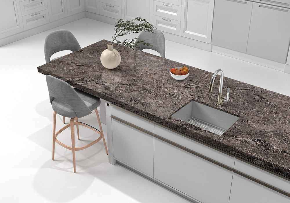 Black Polished Travertine Slab Random room scene 4