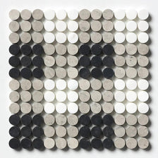 Black, Thala Gray, Bianco Dolomiti Honed Penny Round Plaid 1 Marble Mosaics 9 27/32x9 27/32
