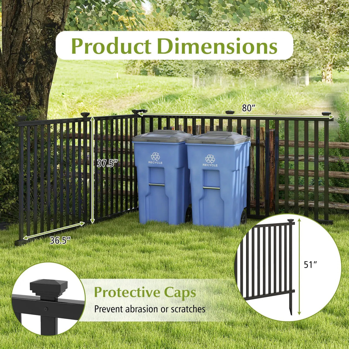 2 Piece 80 x 51 Inch Vinyl Picket Fence for Garden, photo 4 of 9