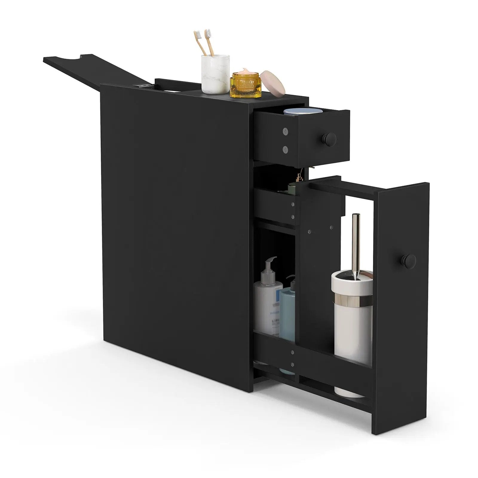 Black Bathroom Cabinet Space Saver Storage Organizer by DirectDeals