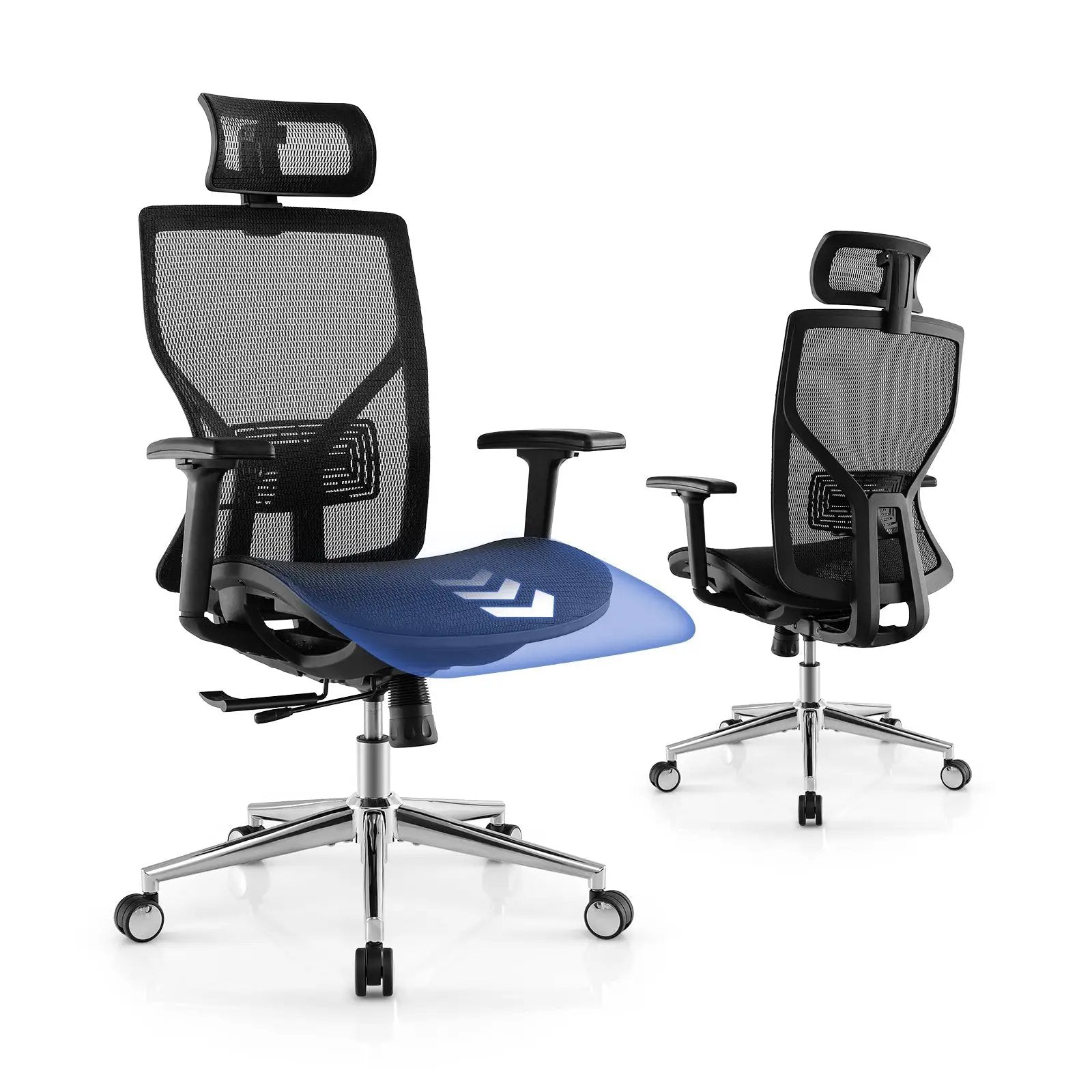 High-Back Mesh Executive Chair with Sliding Seat and Adjustable Lumbar Support by DirectDeals