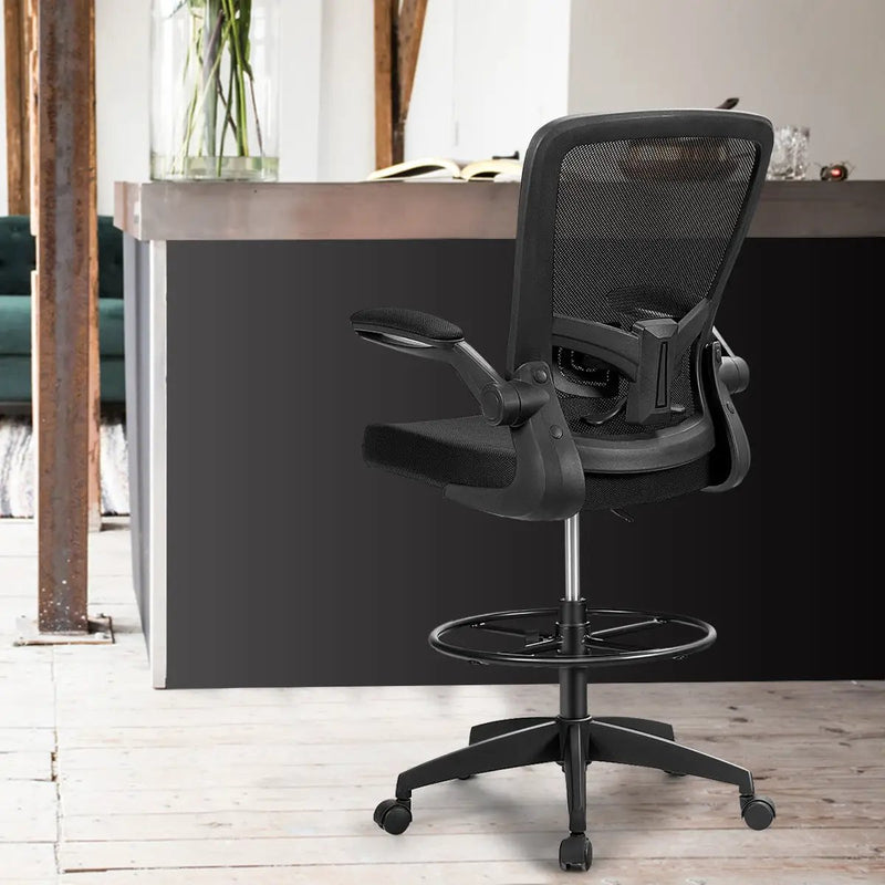 Height Adjustable Drafting Chair with Flip Up Arms by DirectDeals