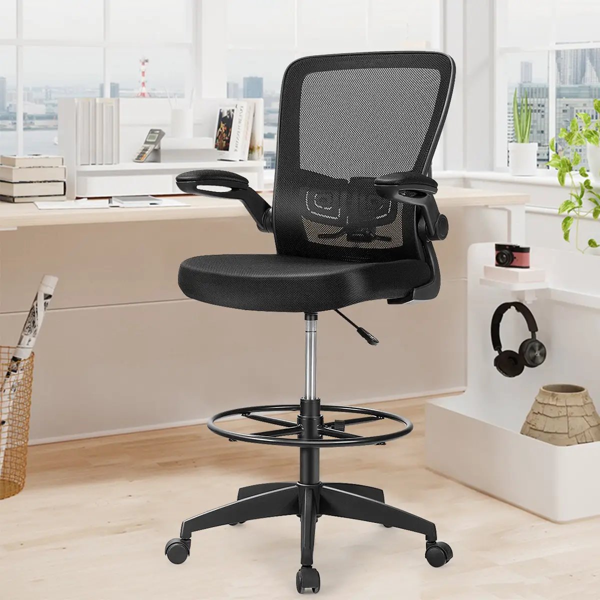Height Adjustable Drafting Chair with Flip Up Arms, photo 2 of 12
