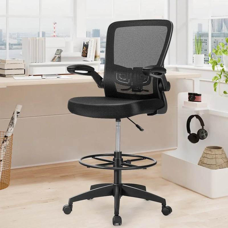 Height Adjustable Drafting Chair with Flip Up Arms by DirectDeals