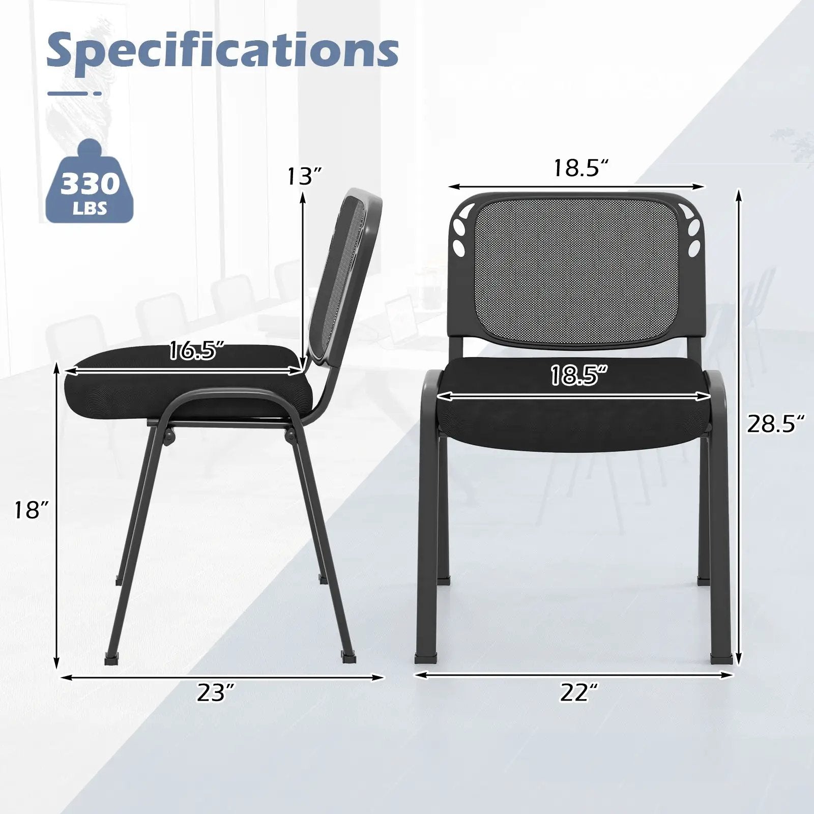 Set of 5 Stackable Conference Chairs with Mesh Back by DirectDeals