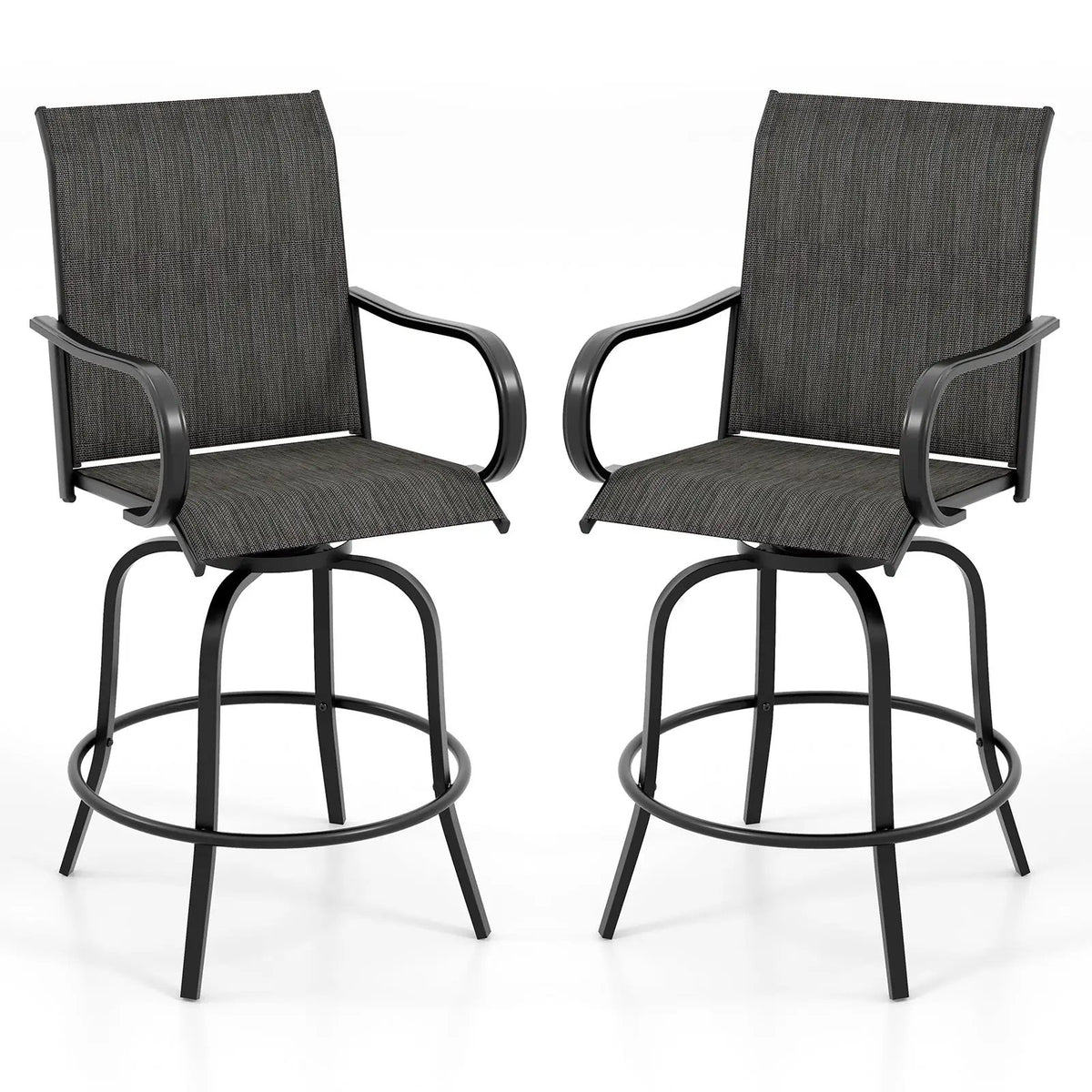 2 Pieces 360 Rotating Bar Stool Set with Armrests for Patio, photo 10 of 32