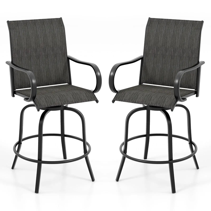 2 Pieces 360 Rotating Bar Stool Set with Armrests for Patio by DirectDeals