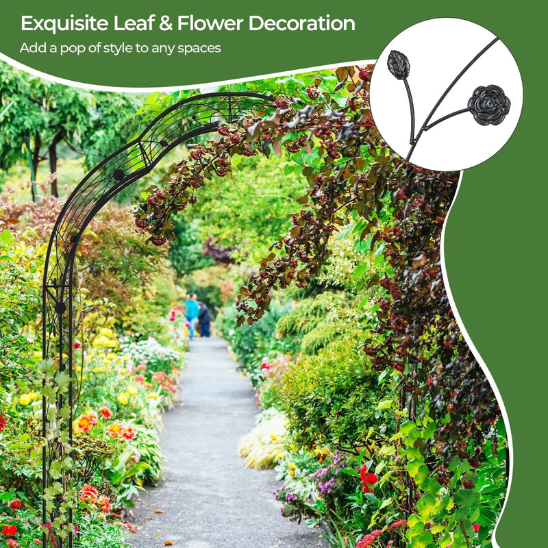 Garden Arch Arbor Trellis for Climbing Plants Roses Vines-Black by DirectDeals