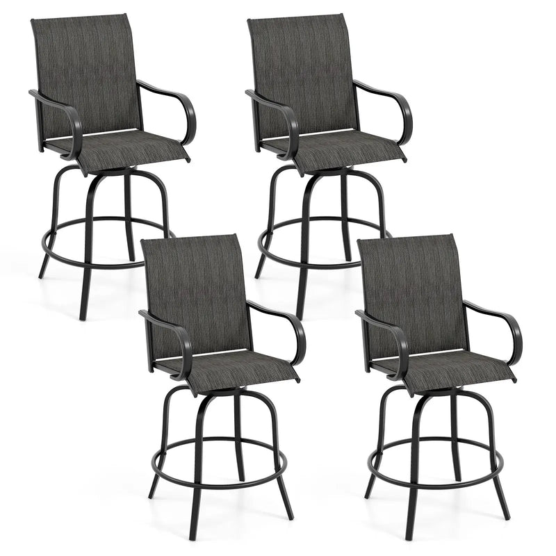 2 Pieces 360 Rotating Bar Stool Set with Armrests for Patio by DirectDeals