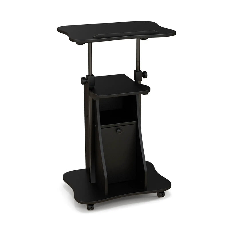 Adjustable Mobile Standing Desk Cart with Tilt Desktop and Cabinet by DirectDeals