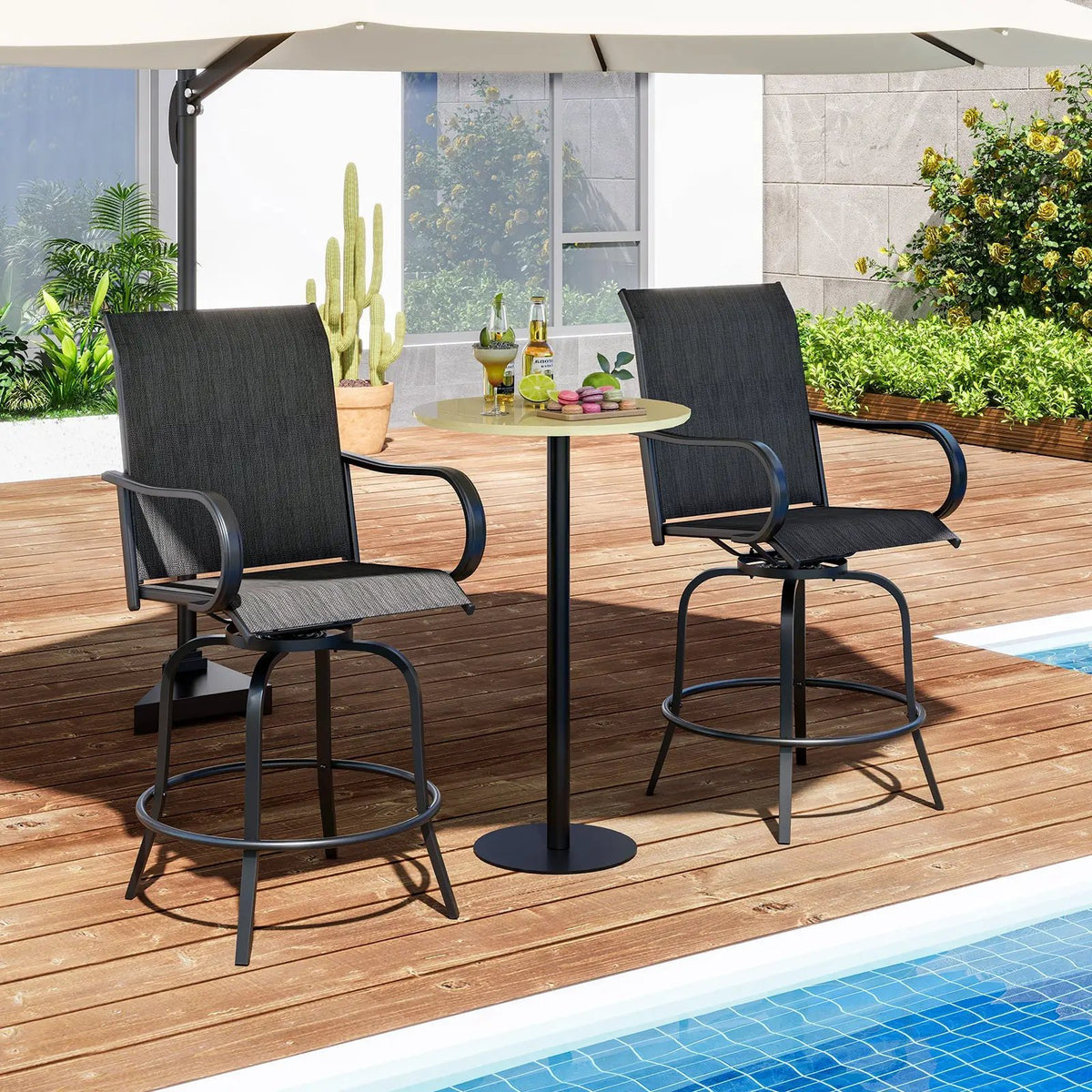 2 Pieces 360 Rotating Bar Stool Set with Armrests for Patio, photo 8 of 32