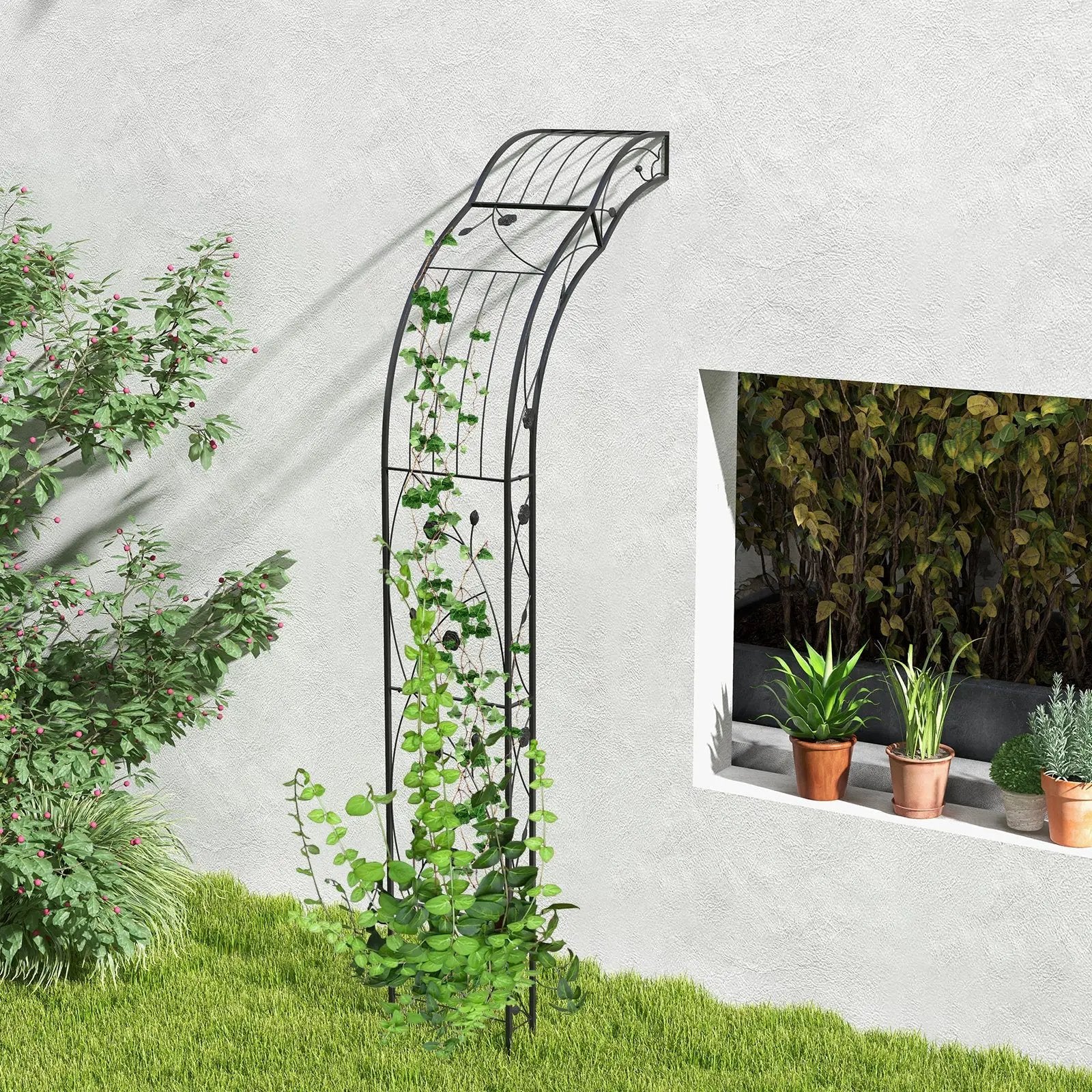 Garden Arch Arbor Trellis for Climbing Plants Roses Vines-Black by DirectDeals