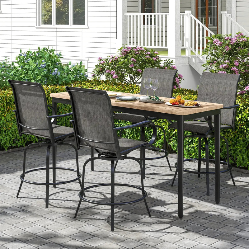 2 Pieces 360 Rotating Bar Stool Set with Armrests for Patio by DirectDeals
