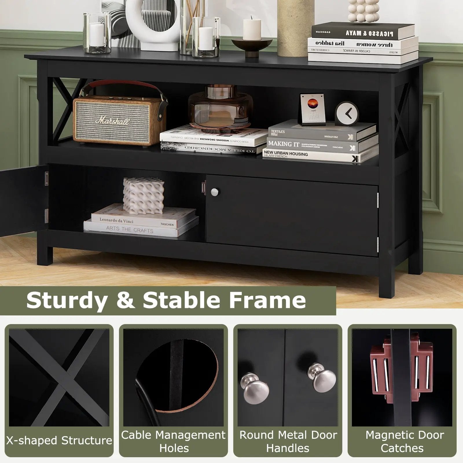 44 Inch Wooden Storage Cabinet TV Stand by DirectDeals